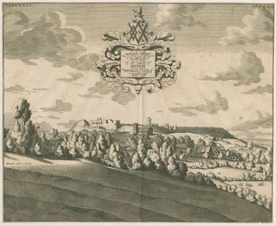 Tutbury Castle - Avlägsen vy: kopparplåtgravyr, nd [c 1686]