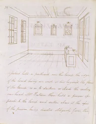 John Tatums föreläsningsrum i Dorset Street, utanför Fleet Street, 1810 (penna och bläck på papper)