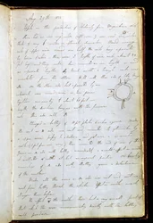 Sida ur Michael Faradays dagbok där han antecknade sin upptäckt av elektromagnetisk induktion, 29 augusti 1831 (penna och bläck på papper)