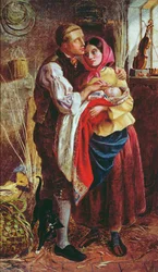 Den blinda korgmakaren med sitt första barn, 1858