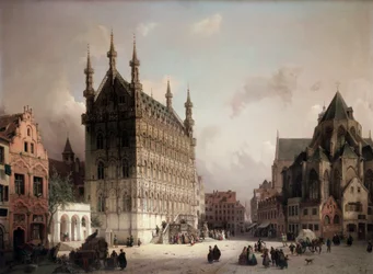Leuven rådhus. Målning av Michael Neher (1798-1876)