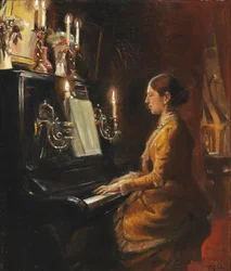 Anna vid pianot.