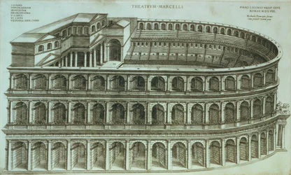 Plan över Marcellus teater, Rom, 1558