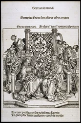Möte mellan påven Pius II och Fredrik III, kejsare av Tyskland, ca 1493.