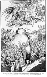The Reign of Antichrist, från Liber Chronicarum, publicerad 1493, illustration från, Science and Literature in the Middle Ages and Renaissance, skriven och graverad av Paul Lacroix, 1878 (gravyr