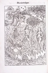 Adam och Eva i Edens lustgård, 1491