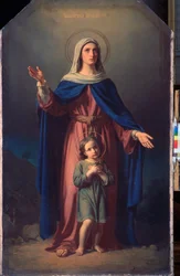 Martyren Cyr of Tarsus (eller Antiokia) (död omkring 304) och hans mor Sainte Julitte (eller Juliette) (död omkring 304) - Martyr Cyricus av Tarsus och hans mor Julita - Målning av Mikhail Ivanovich Skotti (1814-1861) , olja på duk. 1800-talets rysk konst 