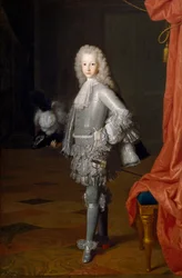 ""Porträtt av Ludvig I av Spanien (1707-1724)"" (Louis I som prins av Asturien) Målning av Michelangelo Houasse (1680-1730) 1717 Dim 172x112 cm Museo del Prado, Madrid
