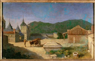 Vy över Escorial, Spanien (målning på duk)