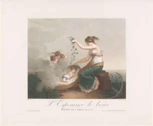Personification of Hope (Spes) vaggar en Amor i sömn L