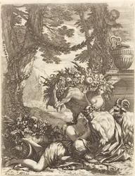Faun som omfamnar en Bacchante