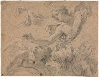 Studier av änglar recto, 1655-1660.