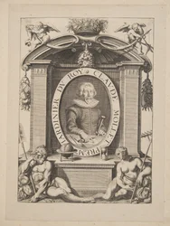 Claude Mollet, förste trädgårdsmästare av Roy, från Theatre des Plans et Jardinages, pub.1652 (gravyr)