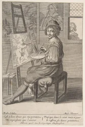 Målare vid ett staffli, 1620-67.