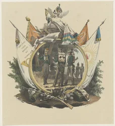 Medaljong med volontärjägare vid universitetet i Utrecht, 1830