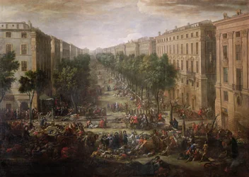 Udsigt over Cours Belsunce, Marseille, under pesten i 1720, 1721, sverige