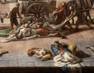 Utsikt över rådhuset (i Marseille) under pesten 1720