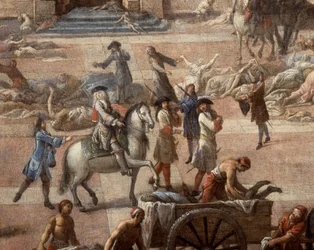 Utsikt över rådhuset (i Marseille) under pesten 1720