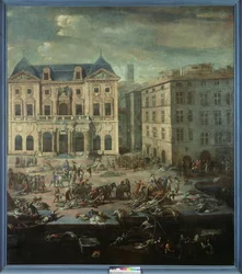 Udsigt over rådhuset, Marseille under pesten i 1720 swed