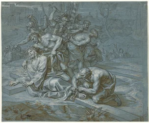 Christ Disrobed on the Cross, c.1680 (kalamu na wino juu ya chaki na penseli kwenye karatasi)