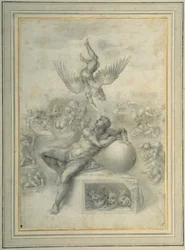 "En dröm om mänskligt liv", efter Michelangelo Buonarroti (fin krita på papper)