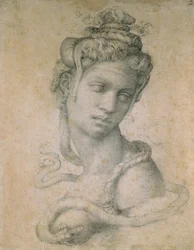 Cleopatra (69-30 f.Kr.) (kol på papper)