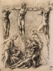 Korsfästelse, teckning av Michelangelo. Louvren, Paris
