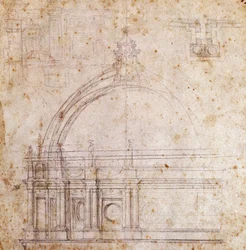 Designritningar för kupolen av Peterskyrkan i Vatikanen, design av Michelangelo (1475-1564), Italien