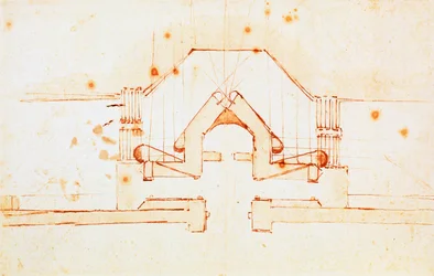 Ritning av befästningar för Florens, design av Michelangelo Buonarroti (1475-1564), Italien