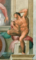 Ignudo Sixtinska kapellets tak i Vatikanen, 1508-1512.