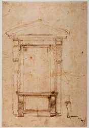 Knäfallsfönster för Medici-palatset, ca 1517 (ritning)