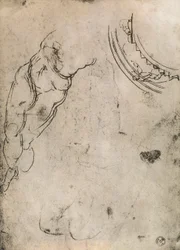 Manliga ben, studie av Michelangelo. Cabinet of Drawings and Prints, Uffizi Gallery, Florens
