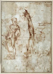 Nakenstudie. Michelangelo Buonarroti dit Michelangelo (Michelangelo eller Michel Ange