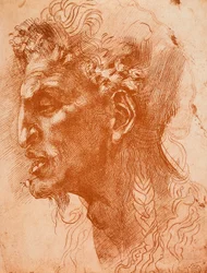 Satyrs huvud; teckning av Michelangelo. Louvren, Paris
