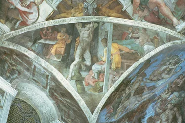 Sixtinska kapellets tak: Haman (spandrel) (förrestaurering)