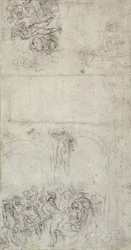 Studie för The Last Judgment (penna och penna på papper) (verso)
