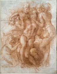 Studie för Pieta Deposition of Christ (ritning