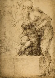 Isaks offer; teckning av Michelangelo. Casa Buonarroti, Florens