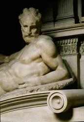 Twilight-allegorien. Graven af Laurent II af Medicis. Marmorskulptur 1531swed