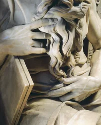 Moses händer, detalj från Julius II:s grav, cirka 1515, av Michelangelo (1475-1564), Basilica of St. Peter, Rom, Italien