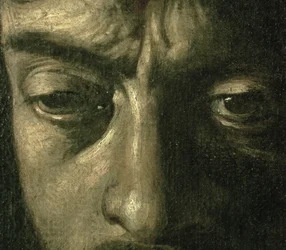 David med Goliats huvud, 1606 olja på duk detalj av 100350