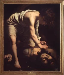 David och Goliat Målning av Michelangelo Merisi dit Le Caravaggio ou il Caravaggio
