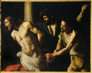 Kristi gisslande vid kolonnen. Målning av Michelangelo Merisi, kallad Caravaggio eller il Caravaggio (1571-1610), 1607. H. 1,34 x 1,75 m, Rouen, Konstmuseet
