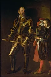 Porträtt av Alof de Wignacourt, stormästare av Maltas orden från 1601-22 (1547-1622), med hans sida, ca 1608 (olja på duk)