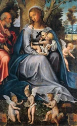 Vila i Egypten, centralpanelen i Tröstens triptyk, tillskriven Michele Cavaro (1517-1584), tempera och olja på trä.