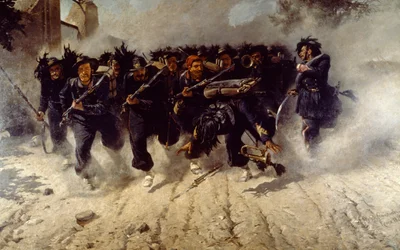 Bersaglieri Charge at Porta Pia, av Michele Cammarano (1835-1920), olja på duk, 290x472 cm