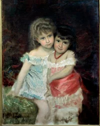 Porträtt av Blanche och Amelie Målning av Michel Gordigiani (1830-1909) 1877 Florens, Museum of Modern Art