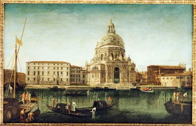 Santa Maria della Salute, Venedig, med gondoler på Canal Grande