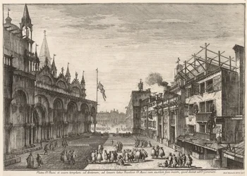 Utsikt över Venedig: Piazzetta S. Basso, 1741.