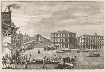 Utsikt över Venedig: Rialtobron och marknaden